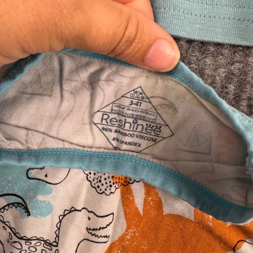 Carter's Reshinee Toddler Boys Dinosaur Pajamas Lot 3T 4T Bamboo‎ Footed PJs 5pc